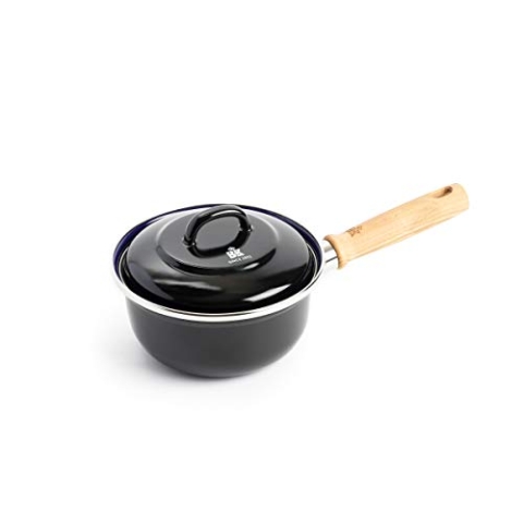BK Indigo Holländisches Erbe Emaillierter Kochtopf mit Deckel mit PFAS-Freier Keramik-Antihaftbeschichtung, 16 cm/1,2 Liter, Induktion, Spülmaschinenfest, Backofenfest, Schwarz
