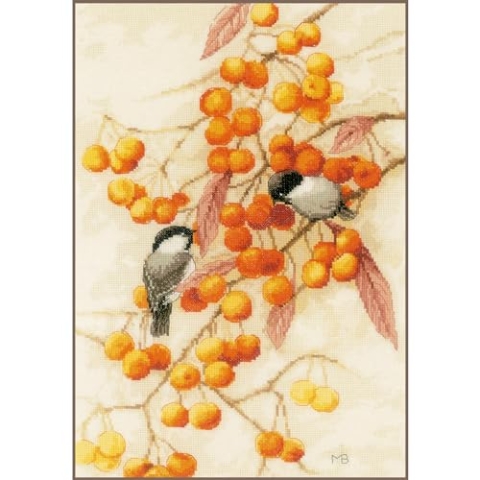 Lanarte Kreuzstich Stickpackungen Gezählter Kreuzstichbilder Set KLEINES ORANGES FESTMAHL Wanddekoration Handarbeit Set für Erwachsene 28 x 43 cm DIY Deko Bastelset Handwerker Kreative Geschenkset