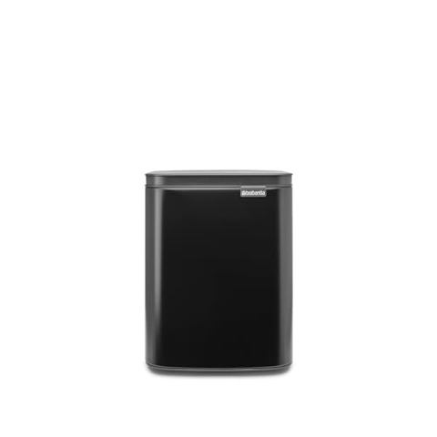 Brabantia - Bo Abfalleimer 7L - Abfalleimer klein & stilvoll - Leicht zu öffnender, sanft schließender Deckel - Hygienisch & platzsparend - Wandmontage - für Bad, Toilette, Home Office - Mattschwarz