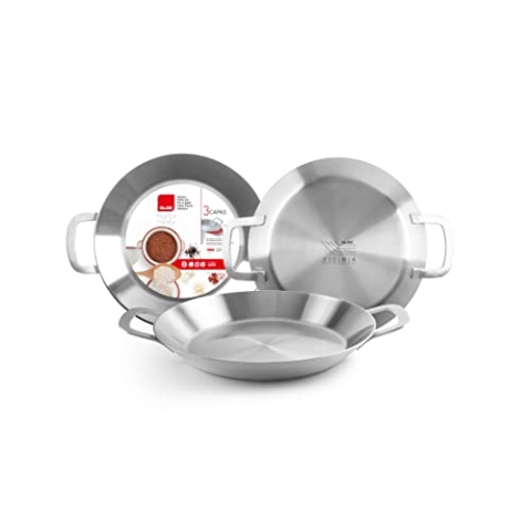IBILI - 652142 - Paella-Pfanne mit drei Schichten, Edelstahl/Aluminium, 42 cm