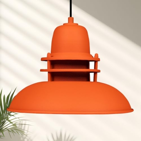 bamyum Hängelampe Leuchtturm, Pendelleuchte Orange, Lampe Ø34 cm Vintage Hängeleuchte Kann als Wohnzimmerlampe, Küchenlampe, Schlafzimmerlampe und Kinderzimmerlampe, Verwendet Werden, E27 Fassung