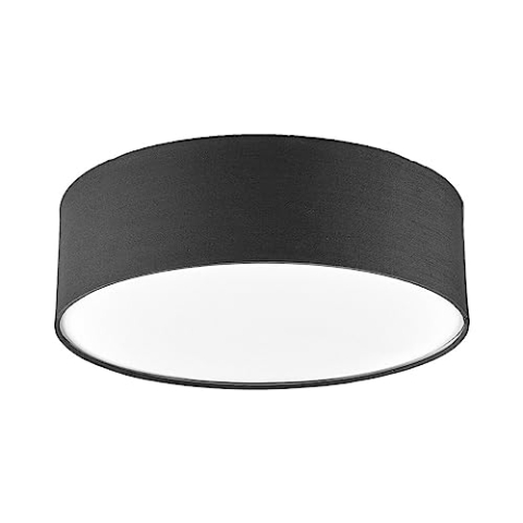 Lindby LED Textil Deckenleuchte rund 40 cm, Deckenlampe Stoff grau 3xE27 max. 60W ohne Leuchtmittel Wohnzimmerleuchte
