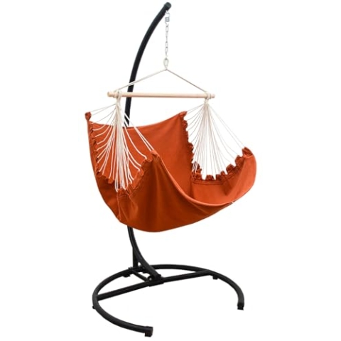 AMANKA Hängesessel mit Gestell Outdoor - 210cm Ständer mit XL Relaxsessel - Gartenschaukel für Erwachsene - Gartensessel Balkonmöbel Schaukelstuhl Swing Chair Garten-Hängesessel Balkon Schaukelsessel