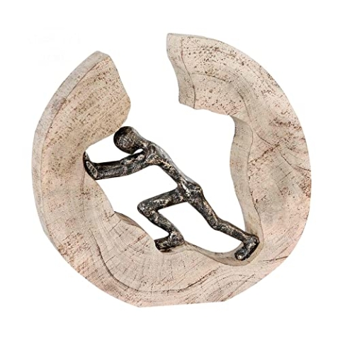 Casablanca - Deko Figut Skulptur - Dekofigur - Pushing - Mangoholz/Aluminium - Höhe 29 cm