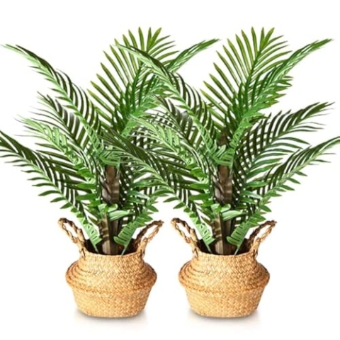 Kazeila Kunstpflanze Palme Groß 70cm Kunstpalme Fake Plastik Pflanze Künstliche Pflanzen Areca Palme für Dekoratives Wohnzimmer Wohnung Balkon Büro(1Pack)