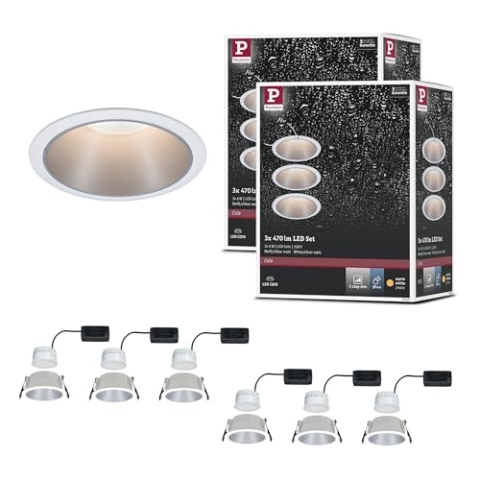 Paulmann 5237 LED Einbauleuchte Cole rund incl 6x6,5W dimmbar Einbaustrahler Weiß, Silber Einbaulampe Kunststoff, Alu Zink Deckenspot 2700K