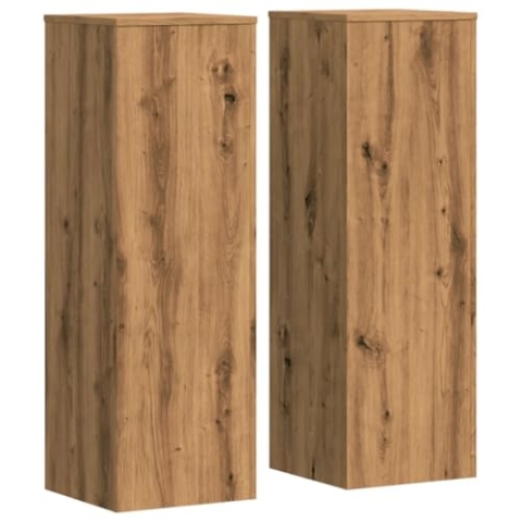 vidaXL Pflanzenständer 2 Stk., Blumenständer Hohle Konstruktion, Dekosäule Podest für Pflanzen Dekoartikel, Blumenhocker Blumensäule, Artisan-Eiche Holzwerkstoff