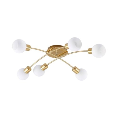 Lindby Deckenlampe Agmar (Modern) in Gold/Messing aus Metall (6 flammig, E14) - Deckenleuchte Lampe Wohnzimmerleuchte