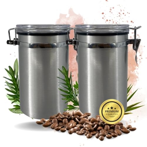 TronicXL Premium 2 Stück Kaffeedose 500g luftdicht Aufbewahrungsdose I Alu Dose für Kaffee Bohnen Tee Kakao Aromadose Vorratsbehälter Kaffeebehälter mit Dichtung und Bügelverschluss