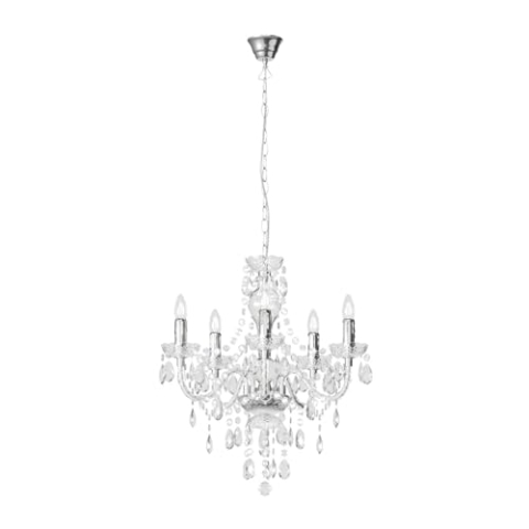 Lindby Kronleuchter Merida (Retro, Vintage Antik) in Transparent (5 flammig E14) - Pendelleuchte Hängelampe Lüster Lampe Deckenleuchte Deckenlampe Wohnzimmerleuchte