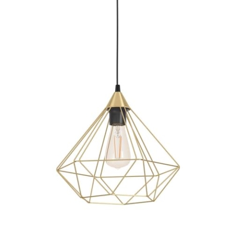 EGLO Pendelleuchte Tarbes, 1 flammige Hängelampe, Hängeleuchte aus Metall in Messing-Gebürstet, Esstischlampe, Wohnzimmerlampe hängend mit E27 Fassung, Ø 32,5 cm