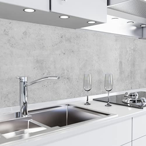danario Küchenrückwand selbstklebend - Matt - Spritzschutz Küche - versteifte PET Folie - 0,37 mm - Beton - 80cm x 400cm