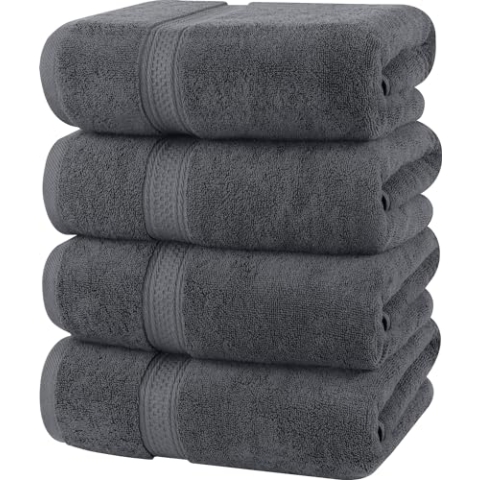Utopia Towels - 4er-Pack Badetücher Set Premium 100% ringgesponnene Baumwolle 69 x 137 cm Handtücher, sehr saugfähig, weiches Gefühl Duschtücher (Grau)