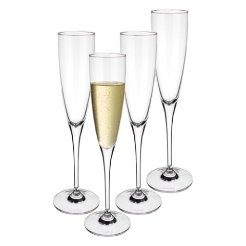Villeroy & Boch – Maxima Sekt-/ Champagnerglas Set 4 teilig Klar, Spülmaschinenfest, Prosecco Gläser, Sektgläser, Sektflöten, Gläser für Sekt und Champagner, Kristallglas