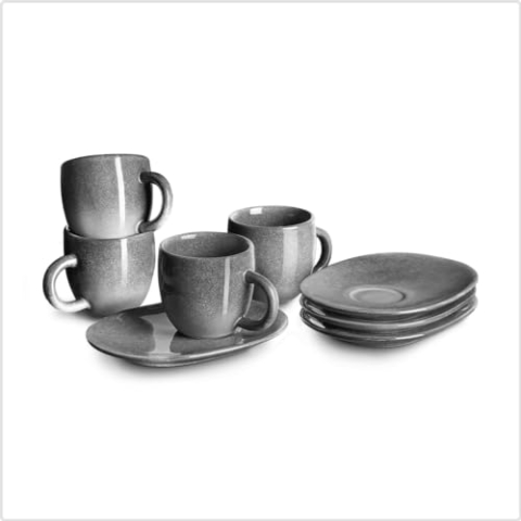 SPRINGLANE Espressotasse mit Untertasse Misty Cliff 4er-Set, Steingut