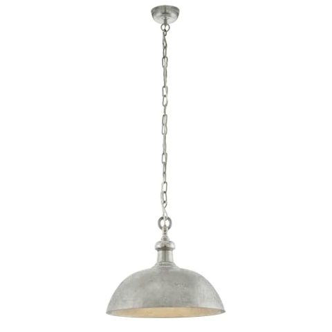 EGLO Pendelleuchte Easington, 1 flammige Hängelampe Industrial, Vintage, Retro, Hängeleuchte aus Stahl in Nickel, Esstischlampe, Wohnzimmerlampe hängend mit E27 Fassung