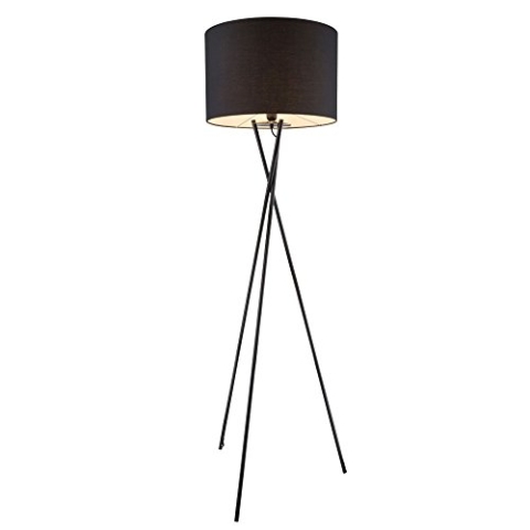 GLOBO Stand Lampe Arbeits Zimmer Lese Stativ Strahler Steh Leuchte Stoff Schirm schwarz 24686