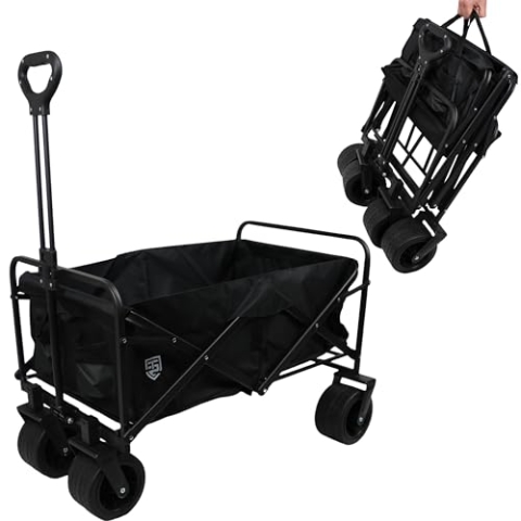 Technosafety bollerwagen Faltbar – 130kg belastbar - Stabiler Transportkarre – Strandwagen Breiten Rädern