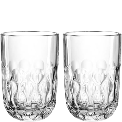 LEONARDO HOME GOCCE Latte Macchiato Glas • 6 Stück • 390 ml • Matchaglas • Spülmaschinengeeignet • Tropfenstruktur • Eiskaffee • Transparent • Klares Design • Kaffeebecher • 055188