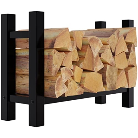 CLP Kaminholzregal Medya I Robuster Kaminholzständer Schwarz Metall I In 5 Größen Verfügbar I Stapelhilfe Für Brennholz, Größe:30x80x60 cm, Form:eckig