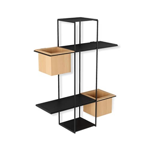 Umbra Cubist schwebendes Multi-Regal und integrierten Pflanzentöpfen – Moderne Wand Dekoration und geometrisches Wandregal für Bücher, Kerzen, Bilderrahmen, Zimmerpflanzen und vieles Mehr