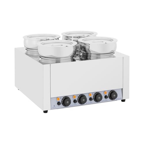 Royal Catering RC_BM_04 Suppenstation 4 x 7 L 2000 W Bain Marie Speisenwärmer elektrischer Speisenwärmer Speisenwärmer Edelstahl