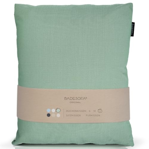 BADESOFA® Badewannen-Kissen L | Premium-Qualität | Bequemes Wannen-Kissen | Schnelltrocknend | Made in EU | Badewanne-Kissen waschbar | Bade-Kissen Grün | Zubehör für breite, hohe Badewanne