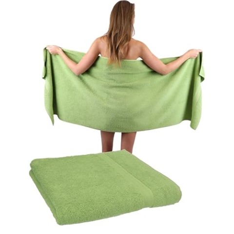 Betz 2 Stück Saunatücher XXL Badetuch Liegetuch Strandlaken Saunahandtuch Premium Frottee 100% Baumwolle Größe 70 x 200 cm Farbe apfelgrün