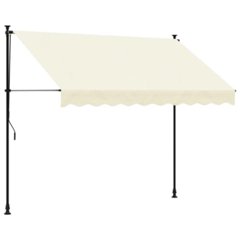 vidaXL Markise, Klemmmarkise Einziehbar, Sonnenmarkise für Balkon Garten Terrasse, Balkonmarkise Einstellbare Höhe, Creme 250x150cm Stoff Stahl