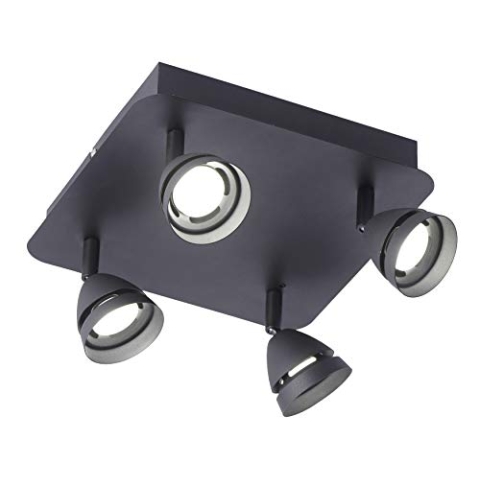 Trio Leuchten WiZ LED Deckenleuchte Gemini 850010432, 4x3 Watt RGBW LED mit 16 Mio. Farben + 64.000 Weißtöne + 18 Licht-Szenen, Steuerung über App + Sprachsteuerung + Fernbedienung + Wandschalter