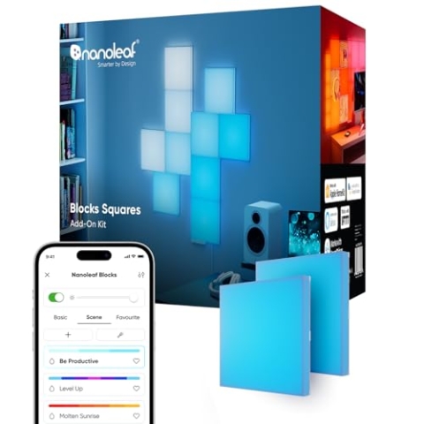 Nanoleaf Blocks Erweiterungspack | 2 Quadrate (Starterpack nötig), RGBW farbwechselnde Wandlampe, einstellbare Farbtemperatur 2700K to 6500K, diffus Stimmungslampe, White