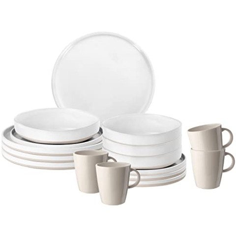 BRUNNER Melamin ESS Geschirr Set Lunch Box 16-teilig Camping Reise Teller Becher Stonetouch Odette