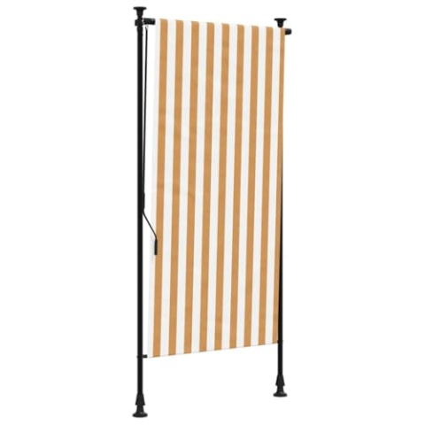 vidaXL Außenrollo, Senkrechtmarkise mit Kurbel, Einziehbar Sichtschutz für Terrasse Balkon, Sonnenschutzrollo, Orange Weiß 120x270cm Stoff Stahl