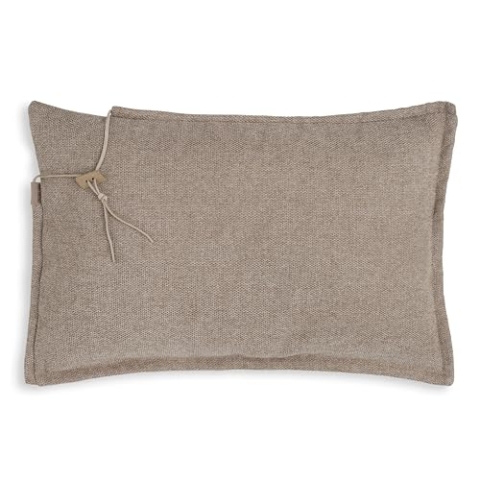 KNIT FACTORY - Imre Kissen - Modernes Dekokissen mit feinmaschigen Strickmotiv - Kissenhülle mit Kissenfüllung - Rechteckige Sofakissen - 60x40 - Beige