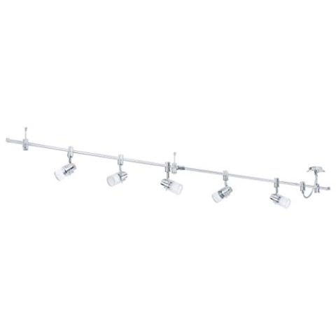 EGLO LED Deckenlampe Vilanova, 5 flammige Deckenleuchte, Deckenstrahler aus Aluminium, Metall, Glas, Wohnzimmerlampe in Chrom, Flurlampe, Spots inkl. GU10 Leuchtmittel, warmweiß