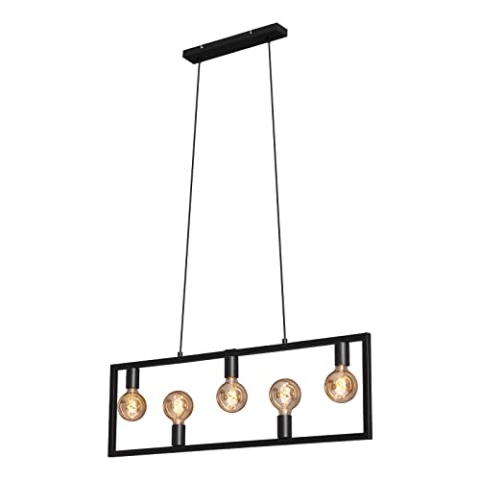 BRILONER Leuchten Pendelleuchte, Pendellampe retro, Hängelampe vintage, 5x E27, max. 40 Watt, Esszimmerlampe, Metall, Schwarz, 980x1500mm (LxH) 4028-055