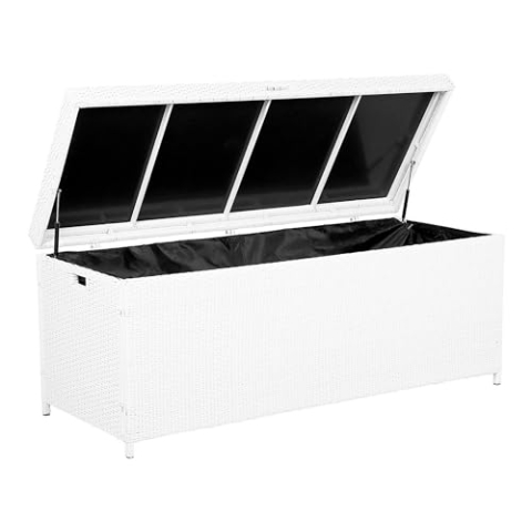 Beliani Praktische Auflagenbox Rattan weiß Modena