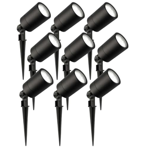 Ledvion - 9X LED Gartenstrahler, 6500K, Schwarz, 5W, IP65, inkl. Schnellanschluss