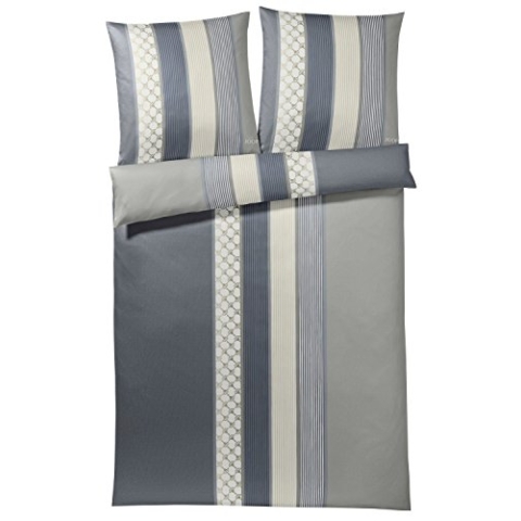 JOOP! 4069-9 Cornflower Stripes Mako-Satin-Bettwäsche 135x200 + 1x 80x80 deep coal