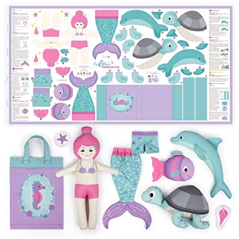 Nähset für Kinder und Anfänger (ab 14 Jahren) ✦ DIY Handwerk für Mädchen und Jungen ✦ Stoffpaneel zum Schneiden und Nähen von Stoffbahnen Meerjungfrau (Underwater Tales)
