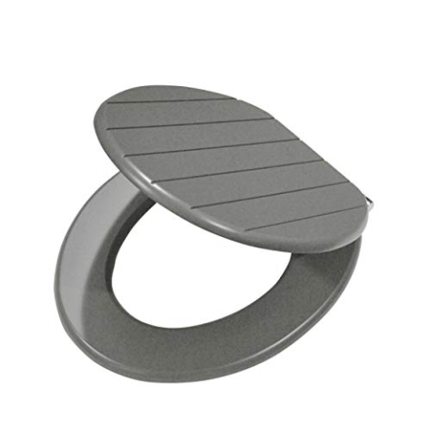 Tiger Toilettensitz Baya, Holz, Farbe: Lavagrau, Metallbefestigung,385x475x50 mm, Grau