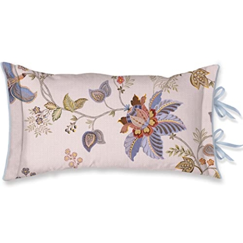 Pip Studio Dekokissen Cece Fiore White Blumen Blüten Wendeoptik Geblümt Muster Weiß Blau Perkal, Größe:35 x 60 cm