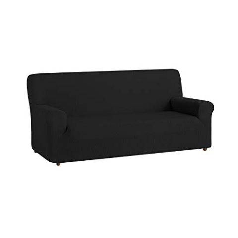 Textil-home Elastischer Sofabezug TEIDE, Sofahusse Couchbezug - 4 Sitzer - 240 a 270 cm. Farbe Schwarz