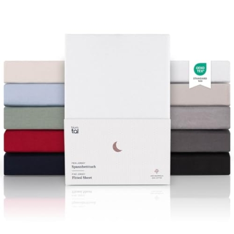 Blumtal® Premium Jersey Spannbettlaken 140x200cm Boxspringbett im 2er Set - Oeko-TEX zertifiziertes Spannbettlaken 140x200cm Baumwolle 100% - Bettlaken 140x200 Boxspringbett - Spannbettlaken - Weiß