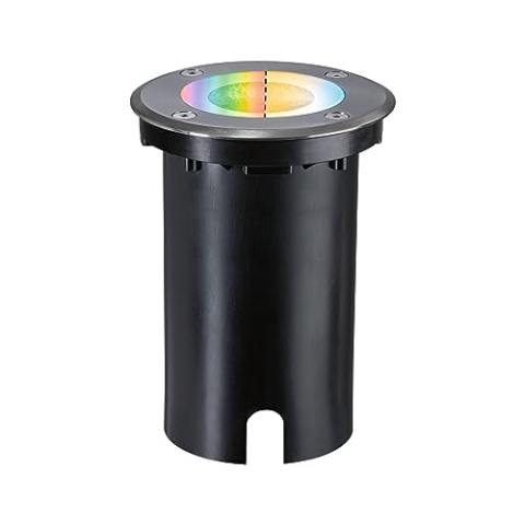 Paulmann 94845 LED Außenleuchte Bodeneinbauleuchte Smart Home Zigbee Floor IP67 rund 110mm RGBW+ 4,9W 300lm 230V Eisen gebürstet Außenleuchte