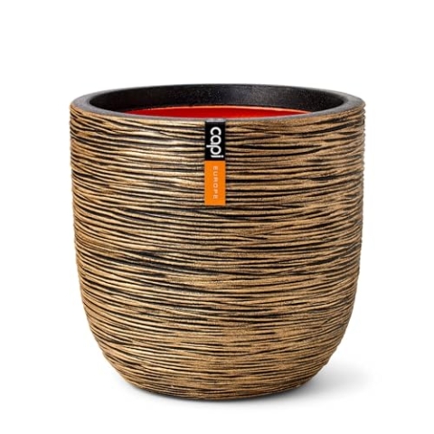 Capi Europe - Blumentopf Kugel Rib NL - 43x41 - Gold - Öffnung Ø35 - Blumentopf für den Innen- und Außeneinsatz - Bruchsicher - 100% recycelbar - KBGR933