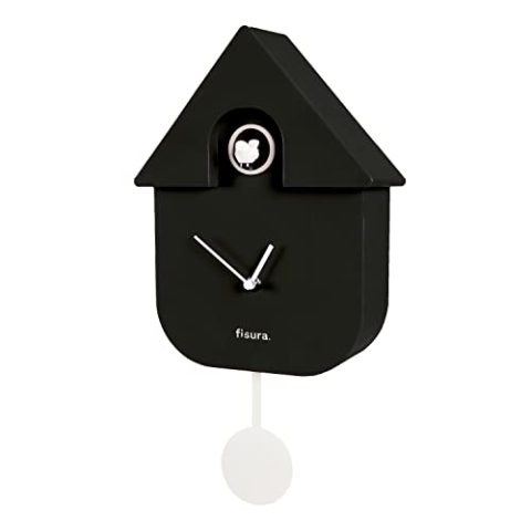 FISURA - Kuckucksuhr. Wanduhr. Original Geschenk Wanduhr. 3 AA-Batterien Nicht enthalten. Maße: 21,5 x 8 x 41,5 cm. ABS-Kunststoff. (Schwarz)