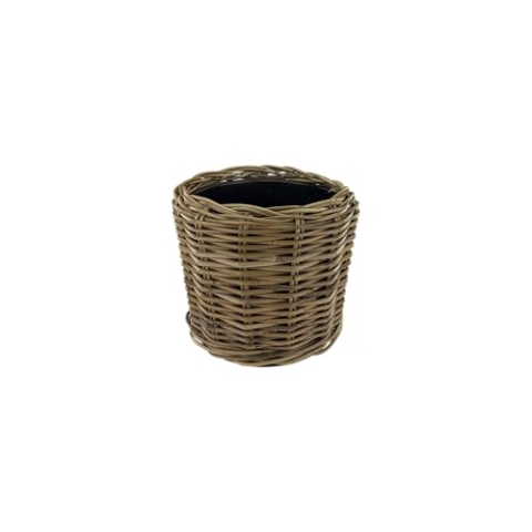 NATURN LIVING Rattan Drypot - ø 34 x 30 cm - Nachhaltiger Pflanztopf mit recyceltem wasserdichtem Kunststoff-Innenleben - Blumentöpfe für Innen - Pflanzenkörbe - Pflanzenhalter - Pflanzkorb - Grau