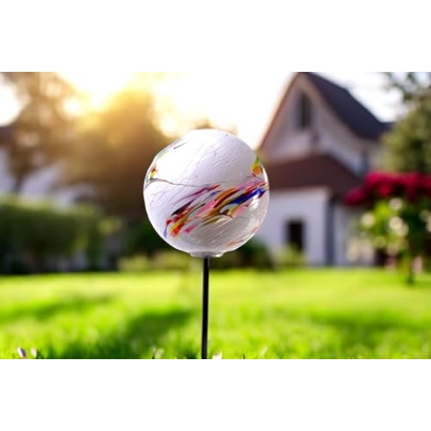 Gartenstecker BOl - Handgefertigtes Glas - Weiß - Gartendekorationen - Gartenindeco für den Außenbereich - Gartendekor - Tiere für den Außenbereich