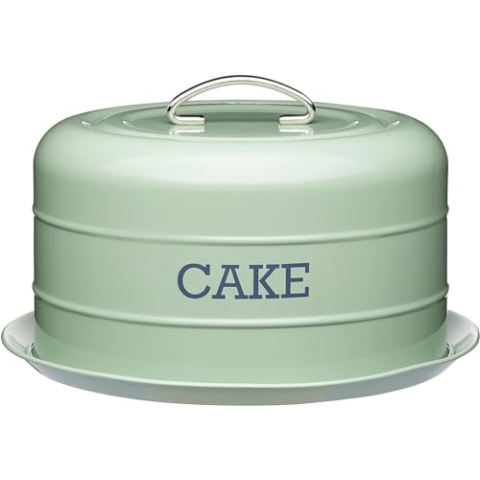 KitchenCraft Living Nostalgia Tortenaufbewahrungsdose, luftdicht Tortendom, 28,5 x 18cm, Englisch Salbei Grün
